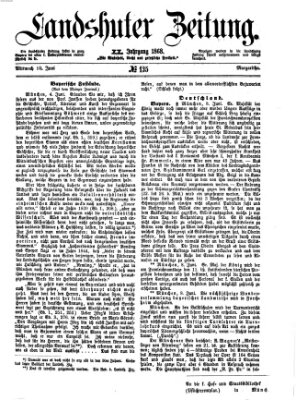 Landshuter Zeitung Mittwoch 10. Juni 1868