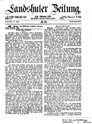 Landshuter Zeitung Donnerstag 11. Juni 1868