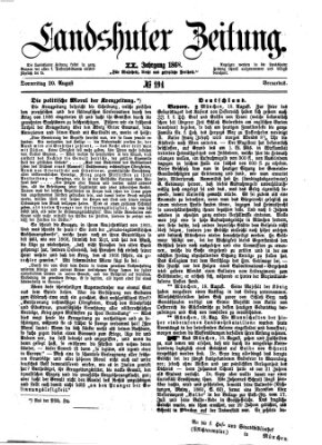 Landshuter Zeitung Donnerstag 20. August 1868