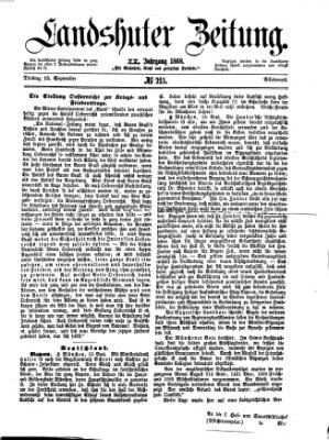 Landshuter Zeitung Dienstag 15. September 1868