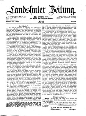 Landshuter Zeitung Mittwoch 14. Oktober 1868