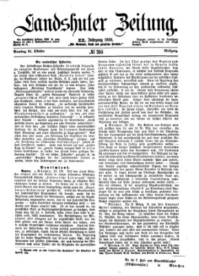 Landshuter Zeitung Samstag 31. Oktober 1868