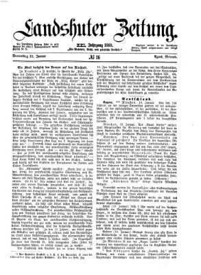 Landshuter Zeitung Donnerstag 21. Januar 1869