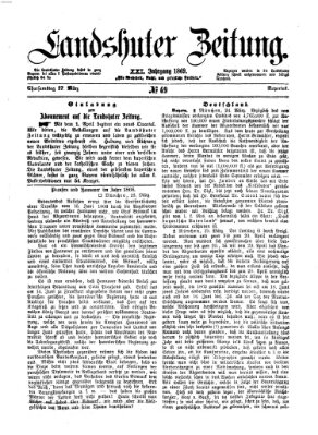 Landshuter Zeitung Samstag 27. März 1869