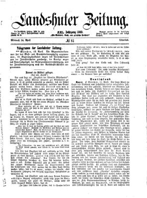 Landshuter Zeitung Mittwoch 14. April 1869