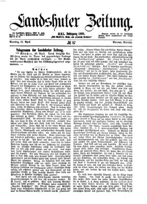 Landshuter Zeitung Samstag 17. April 1869