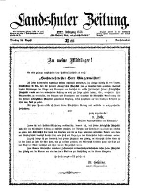 Landshuter Zeitung Dienstag 24. August 1869