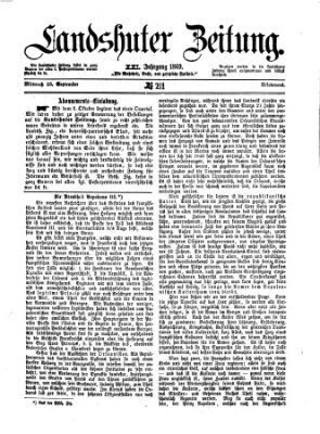 Landshuter Zeitung Mittwoch 15. September 1869