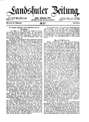 Landshuter Zeitung Mittwoch 22. September 1869