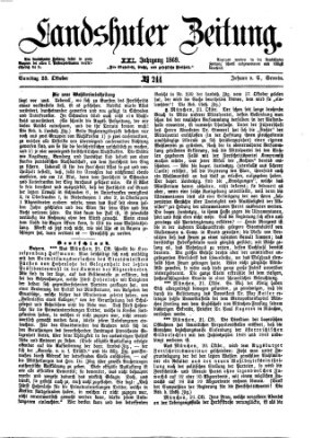 Landshuter Zeitung Samstag 23. Oktober 1869