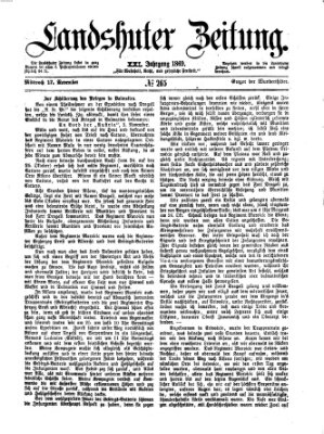 Landshuter Zeitung Mittwoch 17. November 1869