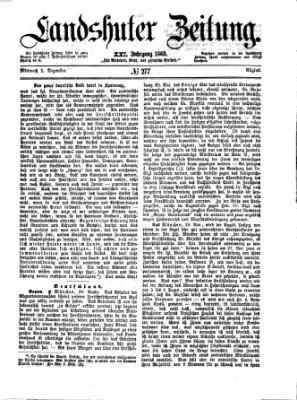 Landshuter Zeitung Mittwoch 1. Dezember 1869