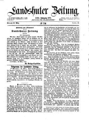 Landshuter Zeitung Mittwoch 30. März 1870