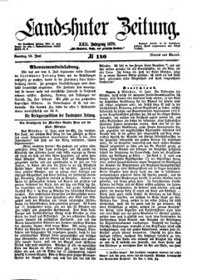 Landshuter Zeitung Samstag 18. Juni 1870