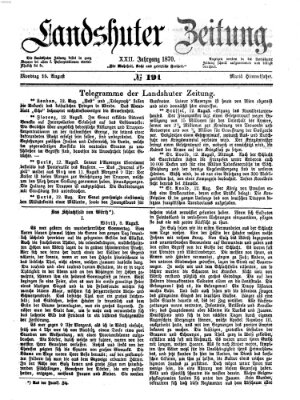 Landshuter Zeitung Montag 15. August 1870