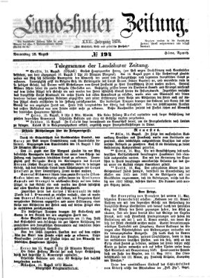 Landshuter Zeitung Donnerstag 18. August 1870