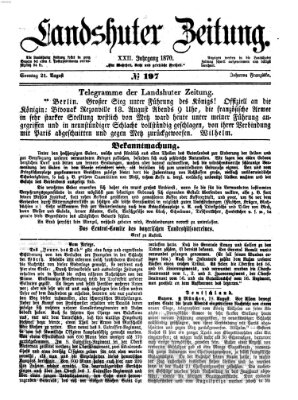 Landshuter Zeitung Sonntag 21. August 1870