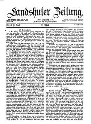 Landshuter Zeitung Mittwoch 24. August 1870