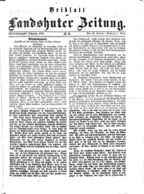 Landshuter Zeitung. Beiblatt zur Landshuter Zeitung (Landshuter Zeitung) Sonntag 13. Februar 1870