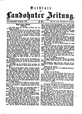 Landshuter Zeitung. Beiblatt zur Landshuter Zeitung (Landshuter Zeitung) Sonntag 19. Juni 1870