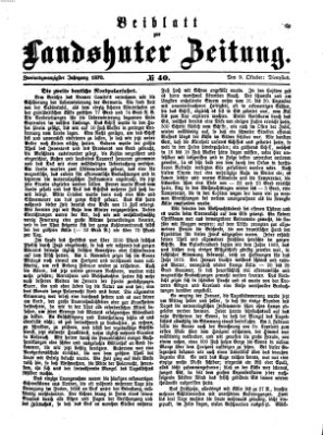 Landshuter Zeitung. Beiblatt zur Landshuter Zeitung (Landshuter Zeitung) Sonntag 9. Oktober 1870