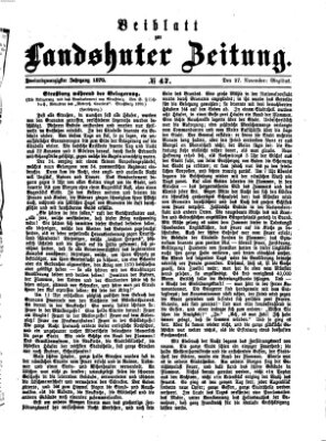 Landshuter Zeitung. Beiblatt zur Landshuter Zeitung (Landshuter Zeitung) Sonntag 27. November 1870