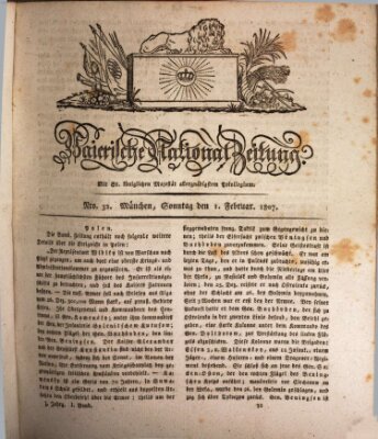 Baierische National-Zeitung Sonntag 1. Februar 1807