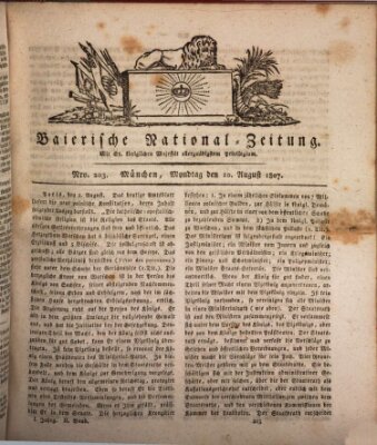 Baierische National-Zeitung Montag 10. August 1807