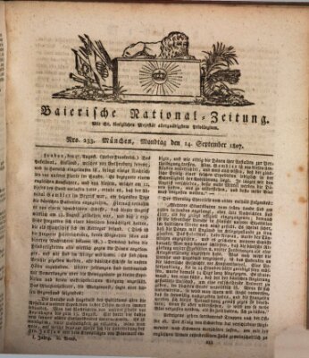 Baierische National-Zeitung Montag 14. September 1807