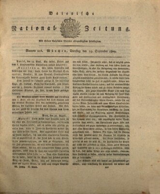 Baierische National-Zeitung Dienstag 19. September 1809