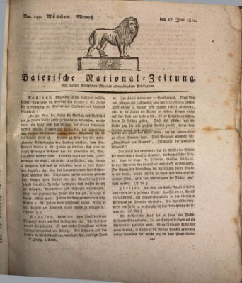 Baierische National-Zeitung Mittwoch 27. Juni 1810