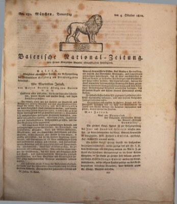 Baierische National-Zeitung Donnerstag 4. Oktober 1810