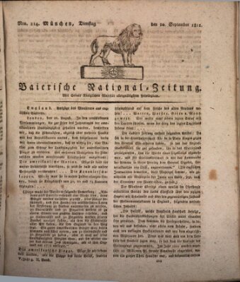 Baierische National-Zeitung Dienstag 10. September 1811