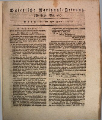 Baierische National-Zeitung Samstag 13. Juni 1812