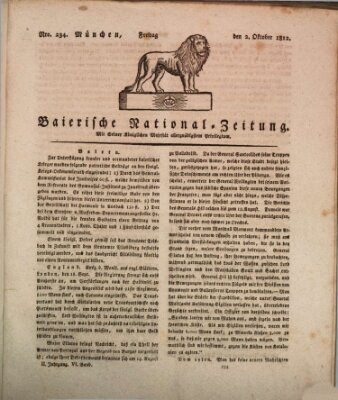 Baierische National-Zeitung Freitag 2. Oktober 1812