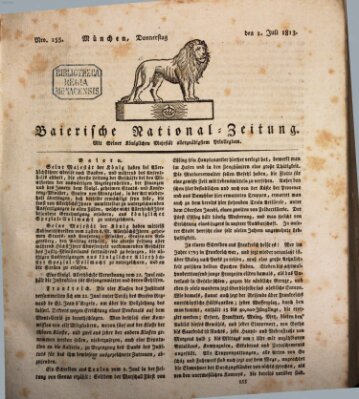 Baierische National-Zeitung Donnerstag 1. Juli 1813