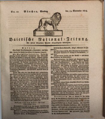 Baierische National-Zeitung Montag 13. September 1813