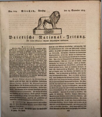 Baierische National-Zeitung Dienstag 14. September 1813