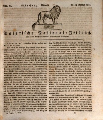 Baierische National-Zeitung Mittwoch 25. Januar 1815