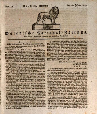 Baierische National-Zeitung Donnerstag 16. Februar 1815