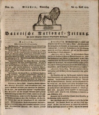 Baierische National-Zeitung Donnerstag 13. April 1815