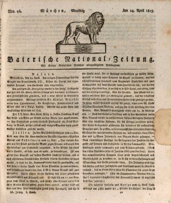 Baierische National-Zeitung Montag 24. April 1815