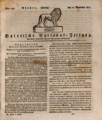 Baierische National-Zeitung Dienstag 12. September 1815