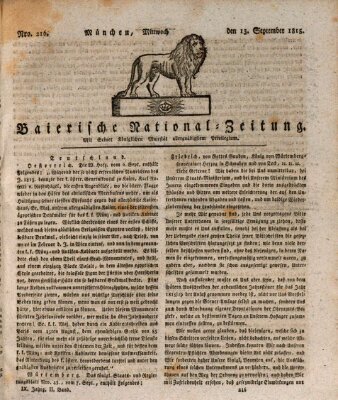 Baierische National-Zeitung Mittwoch 13. September 1815