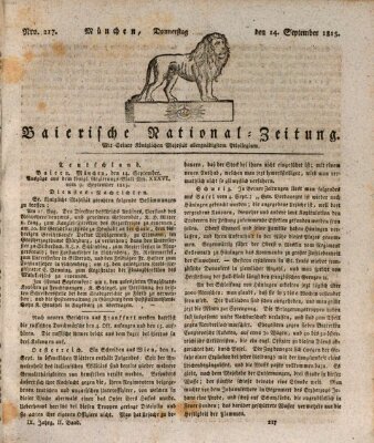 Baierische National-Zeitung Donnerstag 14. September 1815