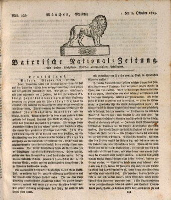 Baierische National-Zeitung Montag 2. Oktober 1815