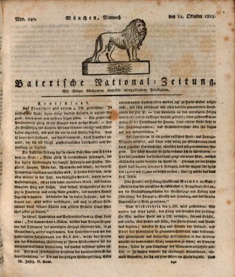 Baierische National-Zeitung Mittwoch 11. Oktober 1815