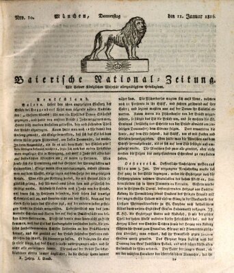 Baierische National-Zeitung Donnerstag 11. Januar 1816