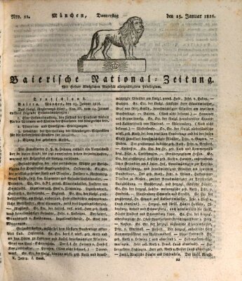 Baierische National-Zeitung Donnerstag 25. Januar 1816