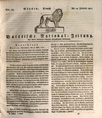 Baierische National-Zeitung Mittwoch 14. Februar 1816